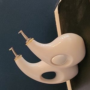 Rachael Ray White Solid Glaze Ceramics EVOO Olive Oil Bottle Dispenser Set